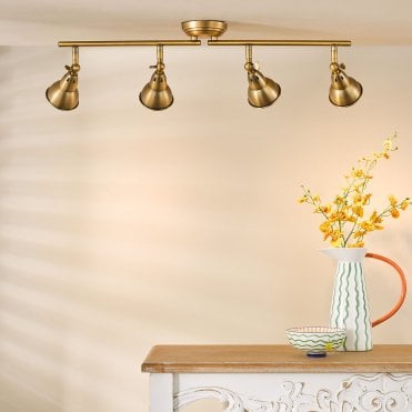 Nataniel 4 Light Aged Brass Spotlight Bar