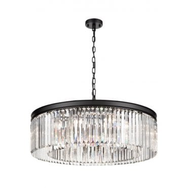 Perdita Matt Black Pendant with Crystal Drops