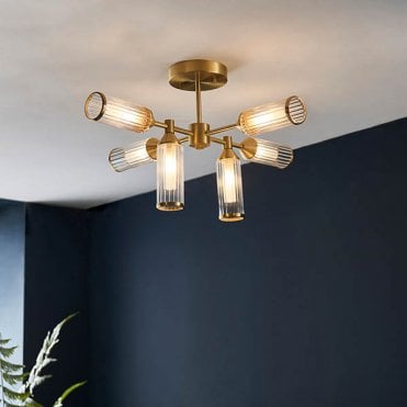 Sally Satin Brass Semi Flush Fitting