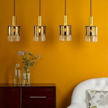 Savannah 4 Light Satin Gold Bar Pendant
