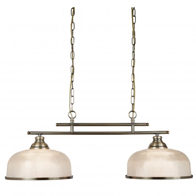 Searchlight Bistro II 2 Light Ceiling Bar With Halophane Glass