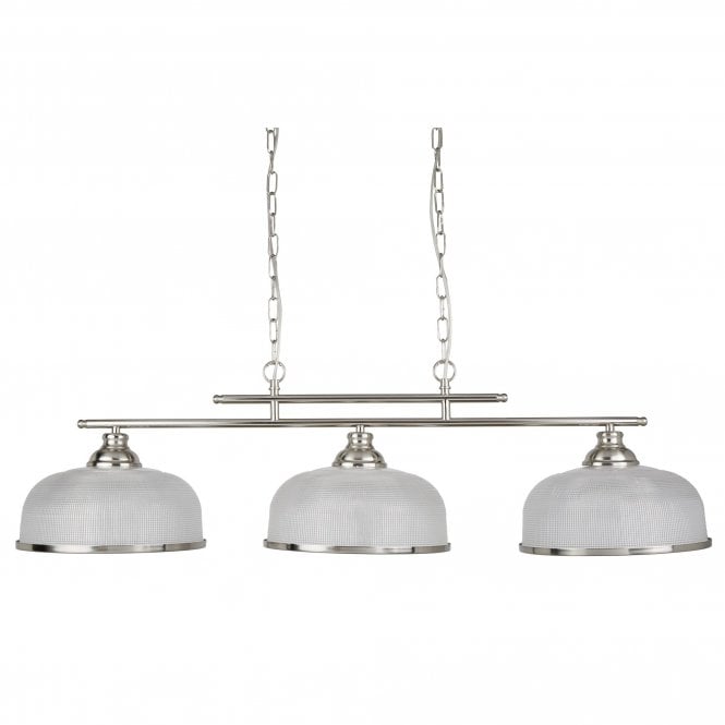 Searchlight Bistro II 3 Light Ceiling Bar With Halophane Glass