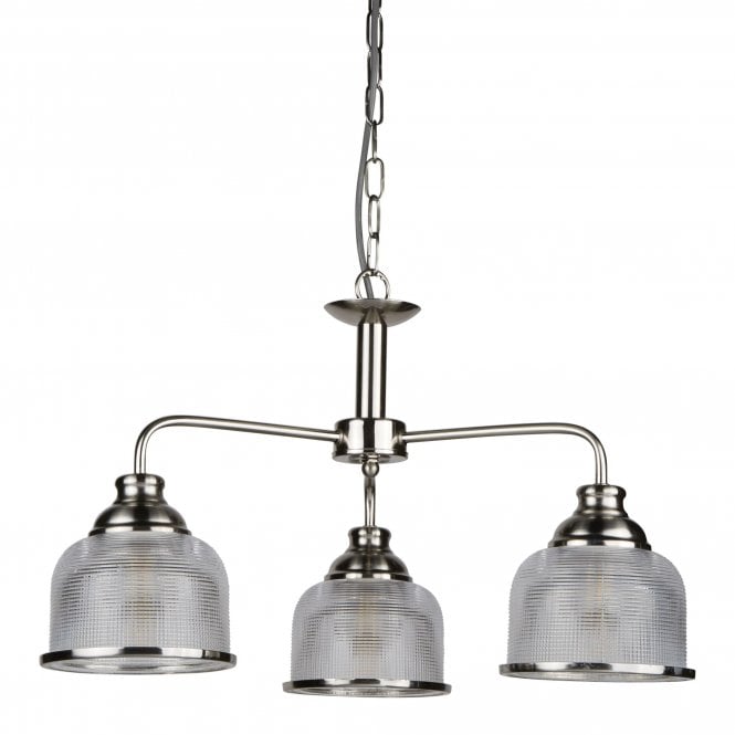 Searchlight Bistro II 3 Light Ceiling With Halophane Glass