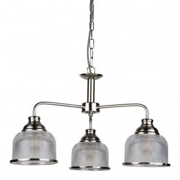 Bistro II 3 Light Ceiling With Halophane Glass